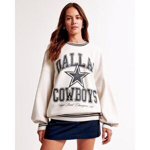 ABERCROMBIE & FITCH Women's Dallas Cowboys Graphic Oversized Sunday Crew Size S